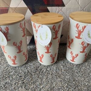 Lobster Print Bamboo Lid Canisters - Set of 3 Sara fitz